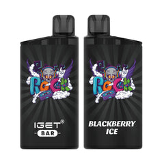 Single shot of IGET BAR disposable vape in Blackberry Ice flavor, Indonesia B2B wholesale ready stock.