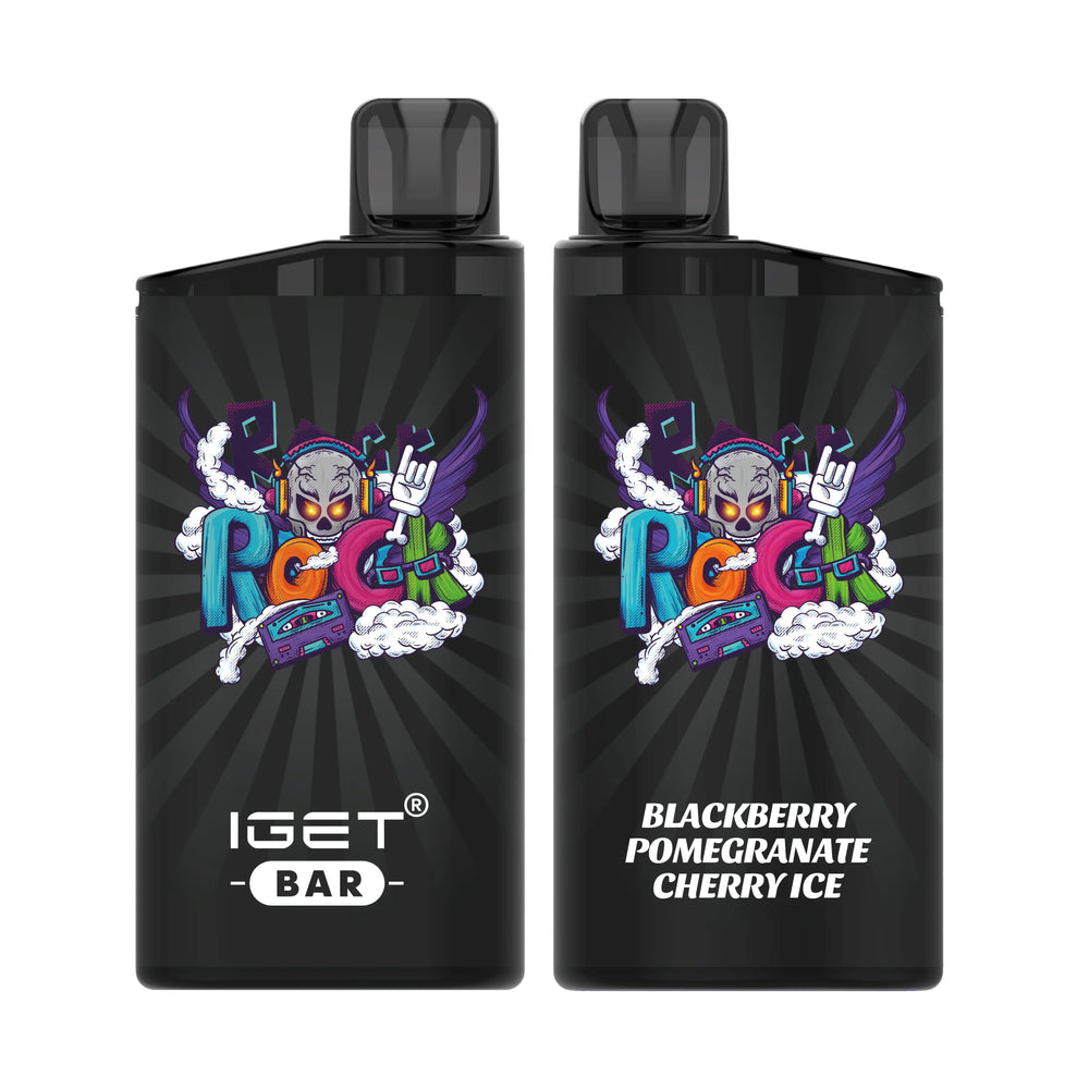 Single shot of IGET BAR disposable vape in Blackberry Pomegranate Cherry Ice flavor, Indonesia B2B wholesale ready stock.