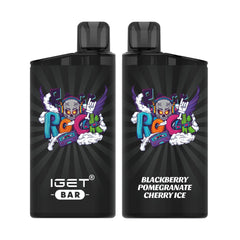 Single shot of IGET BAR disposable vape in Blackberry Pomegranate Cherry Ice flavor, Indonesia B2B wholesale ready stock.