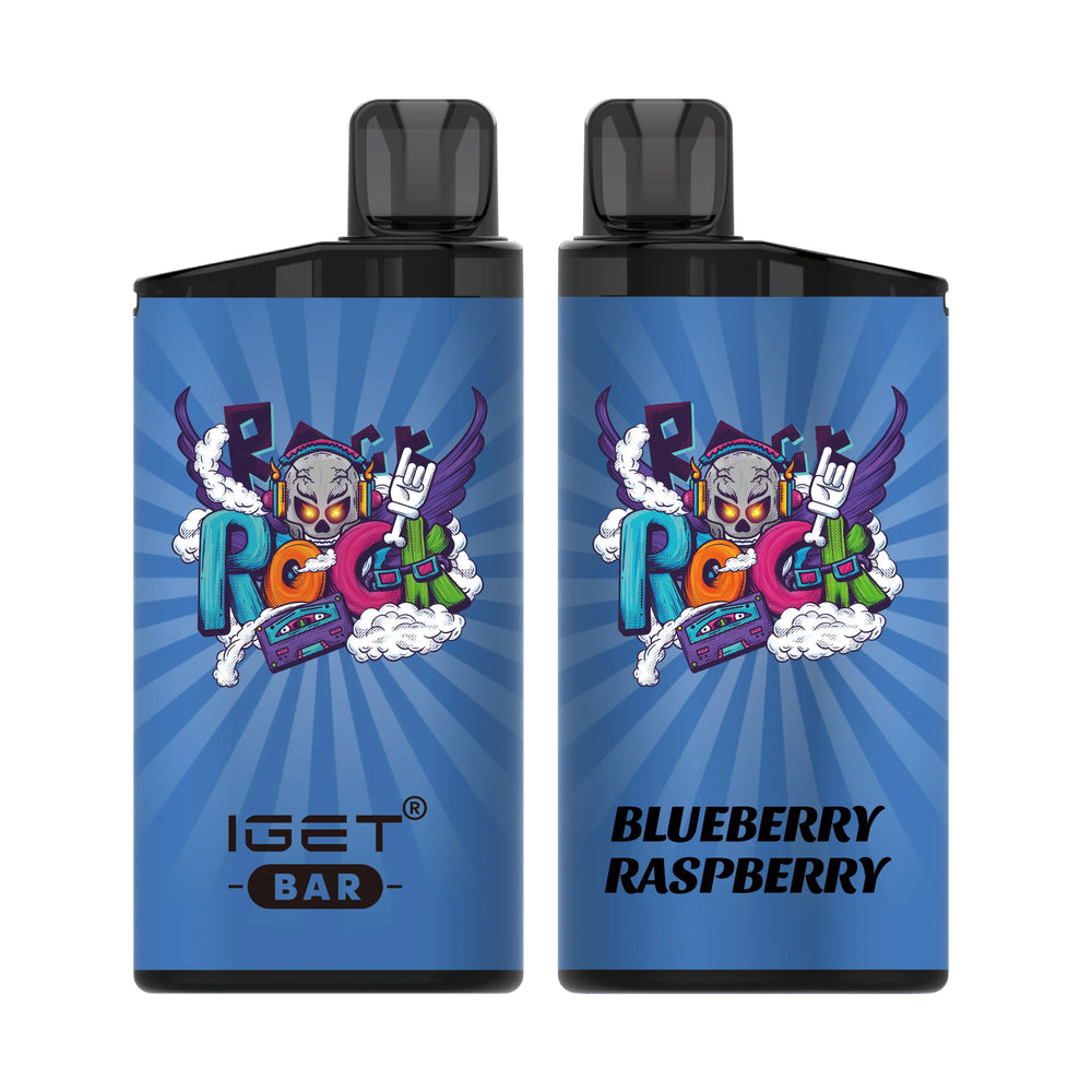 Single shot of IGET BAR disposable vape in Blueberry Raspberry flavor, Indonesia B2B wholesale ready stock.