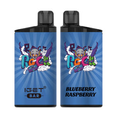 Single shot of IGET BAR disposable vape in Blueberry Raspberry flavor, Indonesia B2B wholesale ready stock.
