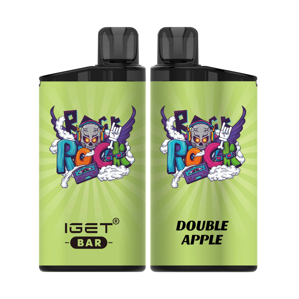 Single shot of IGET BAR disposable vape in Double Apple flavor, Indonesia B2B wholesale ready stock.