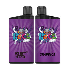 Single shot of IGET BAR disposable vape in Grape Ice flavor, Indonesia B2B wholesale ready stock.