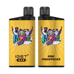 Single shot of IGET BAR disposable vape in Kiwi Pineapple Ice flavor, Indonesia B2B wholesale ready stock.