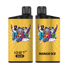 Single shot of IGET BAR disposable vape in Mango Ice flavor, Indonesia B2B wholesale ready stock.