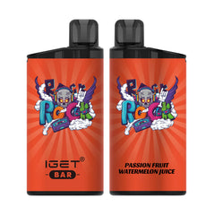 Single shot of IGET BAR disposable vape in Passion Fruit Watermelon Juice flavor, Indonesia B2B wholesale ready stock.