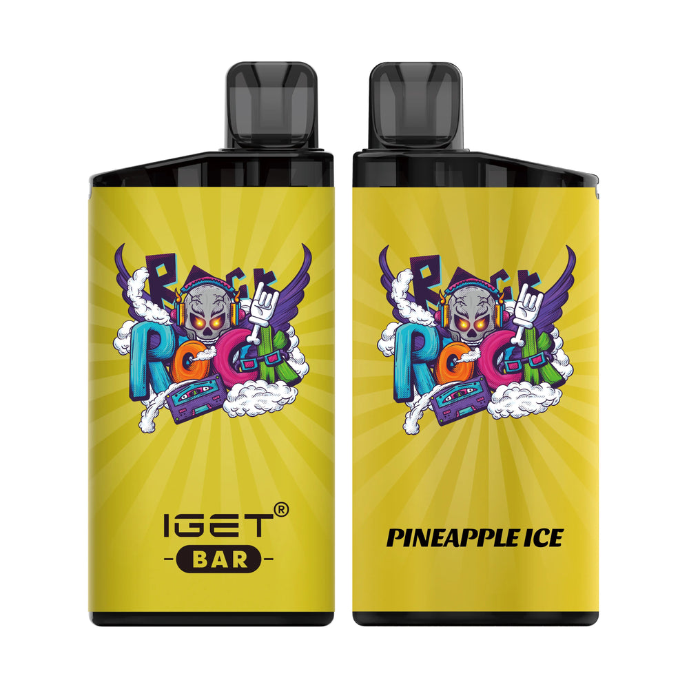 Single shot of IGET BAR disposable vape in Pineapple Ice flavor, Indonesia B2B wholesale ready stock.