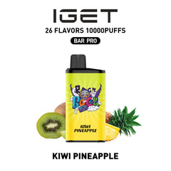 Single shot of IGET BAR PRO 10000 Puffs disposable vape in Kiwi Pineapple flavor, Indonesia B2B wholesale ready stock
