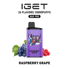 Single shot of IGET BAR PRO 10000 Puffs disposable vape in Blackberry Ice flavor, Indonesia B2B wholesale ready stock.