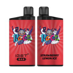 Single shot of IGET BAR disposable vape in Strawberry Lemon Ice flavor, Indonesia B2B wholesale ready stock.