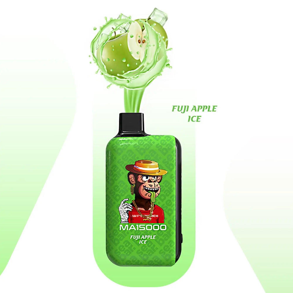 SEA BAR MA15000 Fuji Apple Ice disposable vape โ crisp green apple taste blended with icy freshness. Dual mesh coil and Type-C charging for better experience.