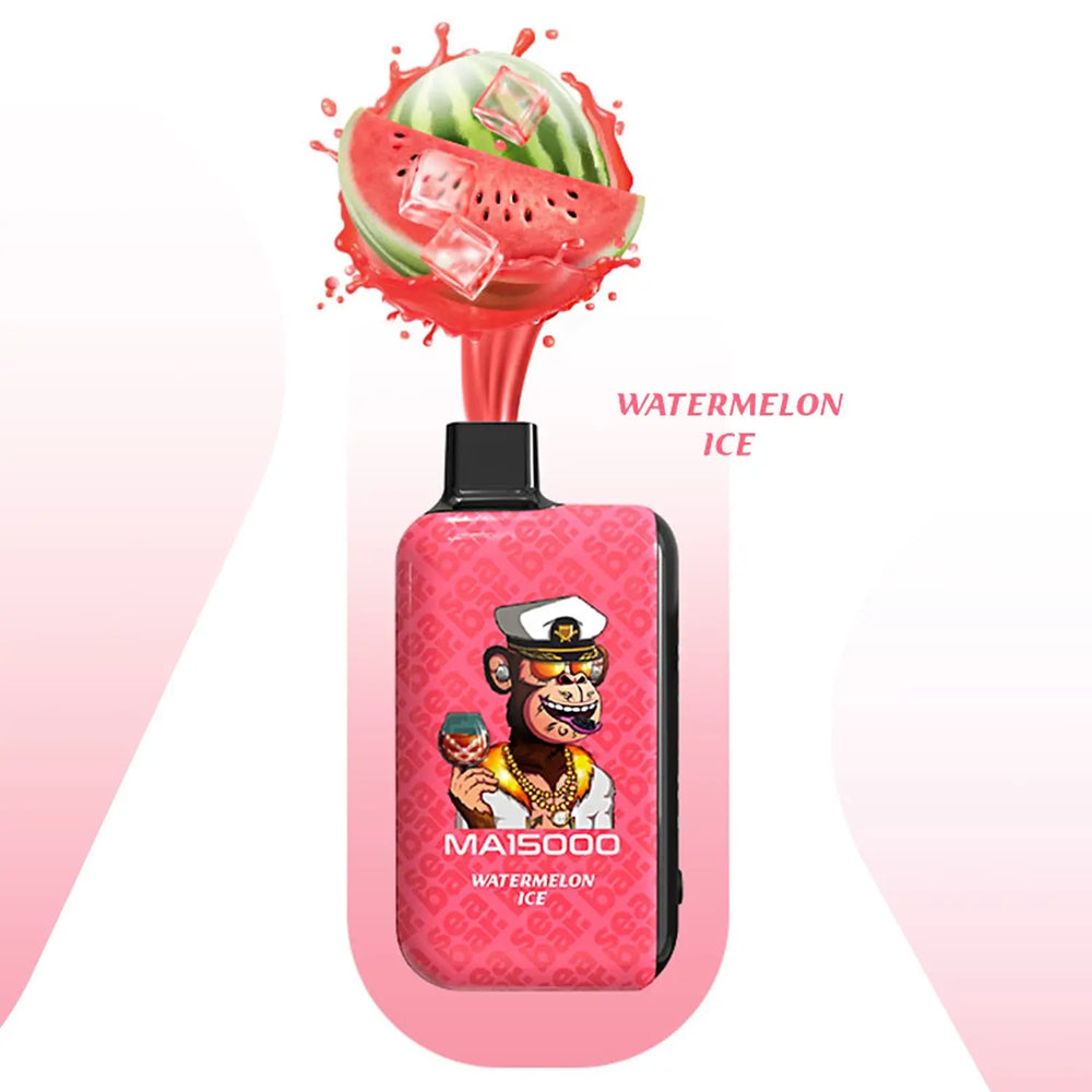 SEA BAR MA15000 Watermelon Ice disposable vape โ juicy watermelon flavor with a cooling ice finish. Long-lasting 15000 puffs for everyday vaping.