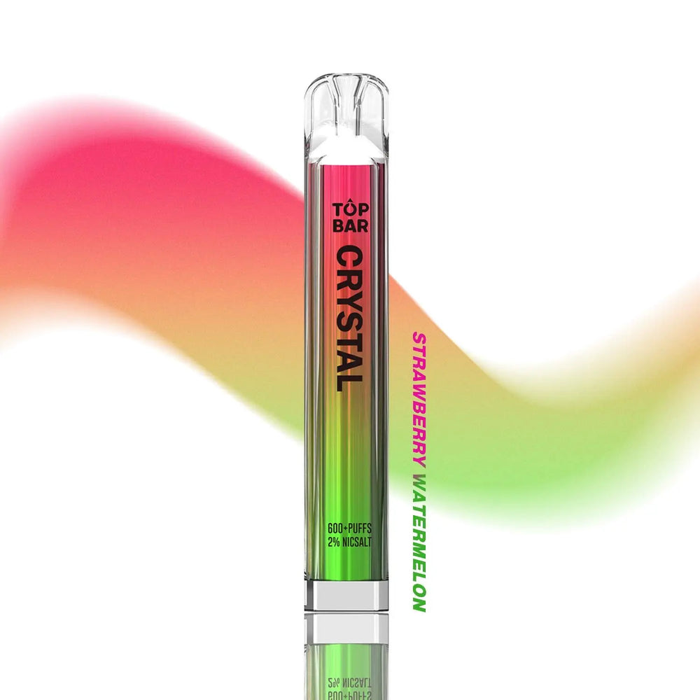 TOPBAR Crystal Bar Strawberry Watermelon – 600 puffs disposable vape with juicy strawberry and watermelon blend, 2% nic salt.