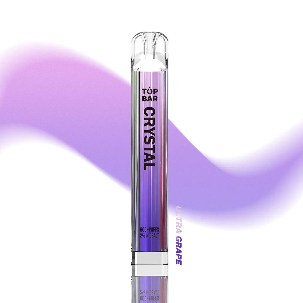 TOPBAR Crystal Bar Ultra Grape – 600 puffs disposable vape with bold grape flavor, 2% nic salt and long-lasting mesh coil.
