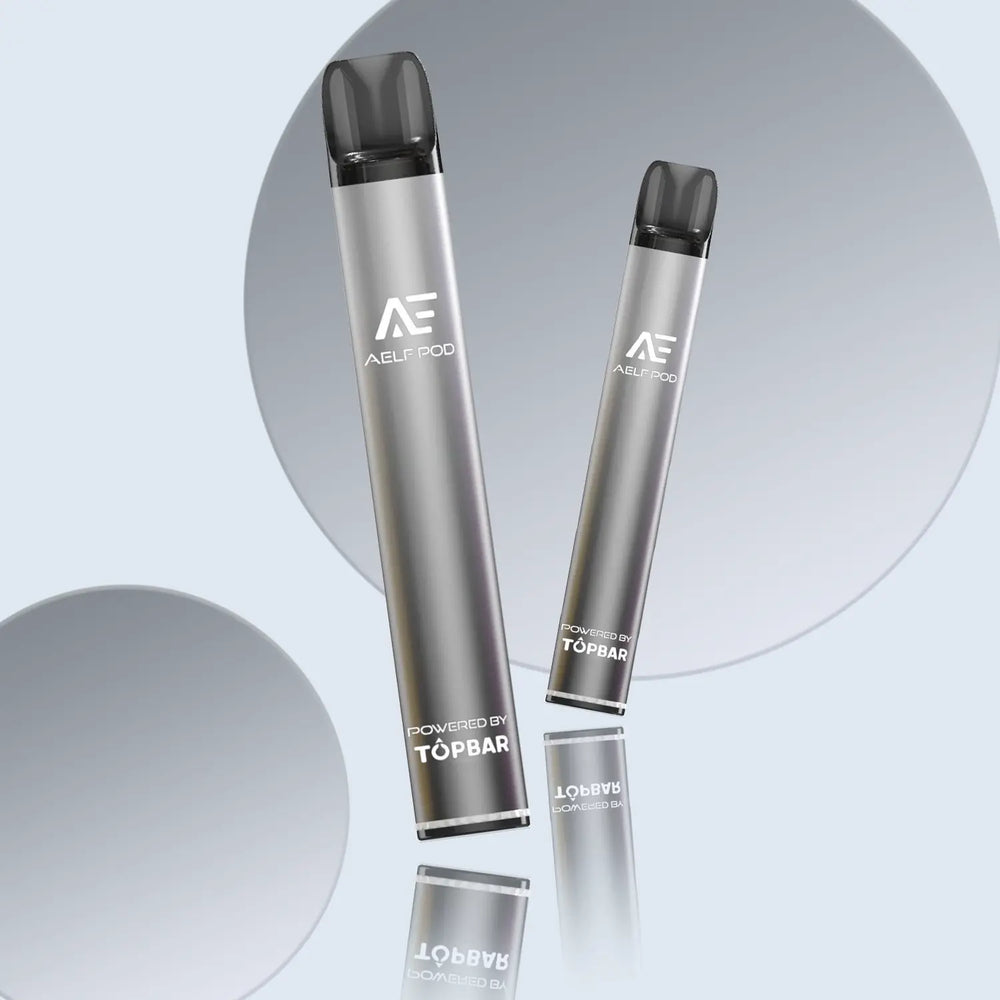 TOPBAR DA01 AELF POD in matte silver-gray โ minimalist aluminum design, compact body and smooth vapor output.