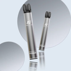 TOPBAR DA01 AELF POD in matte silver-gray โ minimalist aluminum design, compact body and smooth vapor output.