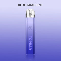 TOPBAR DA04 Tik Pod โ Blue Gradient version. Lightweight pod vape (0.95ร0.57ร4.63 in) featuring aluminum alloy body and transparent top pod.