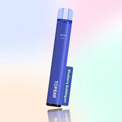 TOPBAR MINI 600 Disposable Vape โ Blueberry Bubblegum flavour, deep blue color, candy sweetness.