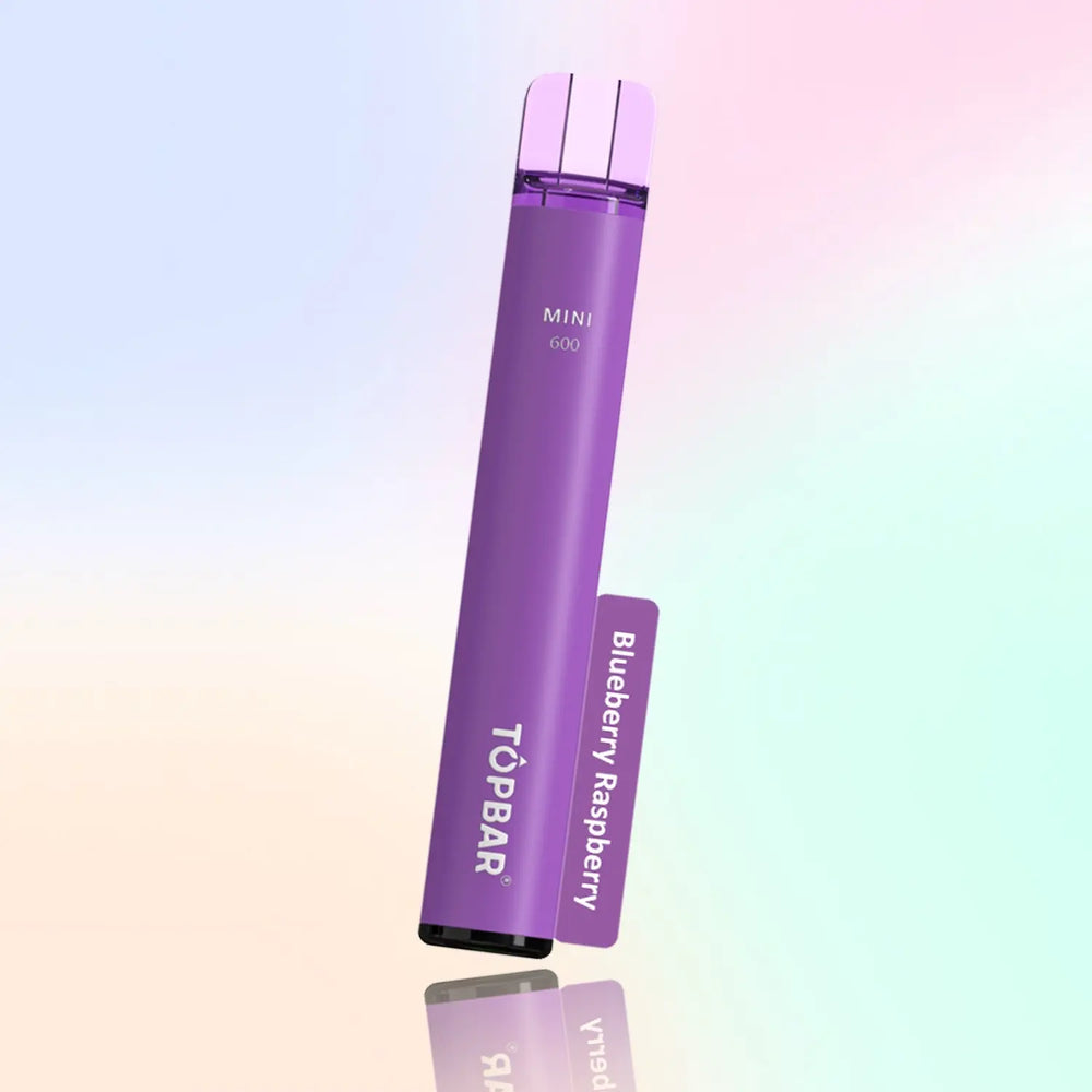 TOPBAR MINI 600 Disposable Vape โ Blueberry Raspberry flavour, purple tone, berry mix.