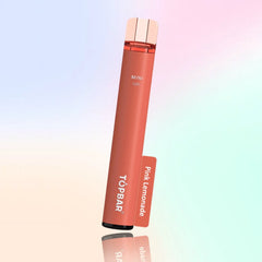 TOPBAR MINI 600 Disposable Vape โ Pink Lemonade flavour, coral pink tone, sweet citrus.