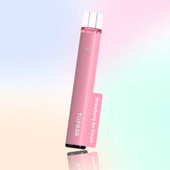TOPBAR MINI 600 Disposable Vape โ Strawberry Ice Cream flavour, pink tone, creamy sweet scent.