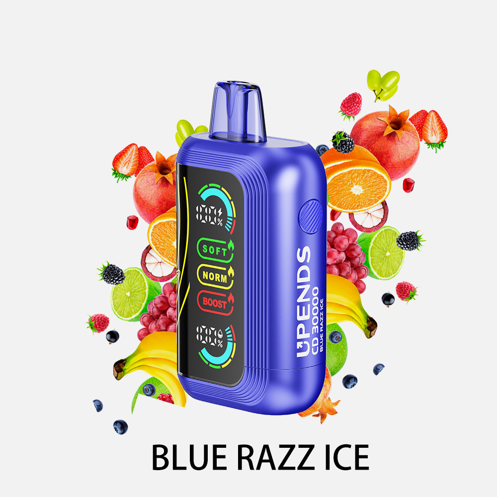 Upends CD3000 disposable vape 3000 puff Blue Razz Ice | rokok elektrik sekali pakai rasa blueberry dingin | harga grosir Indonesia