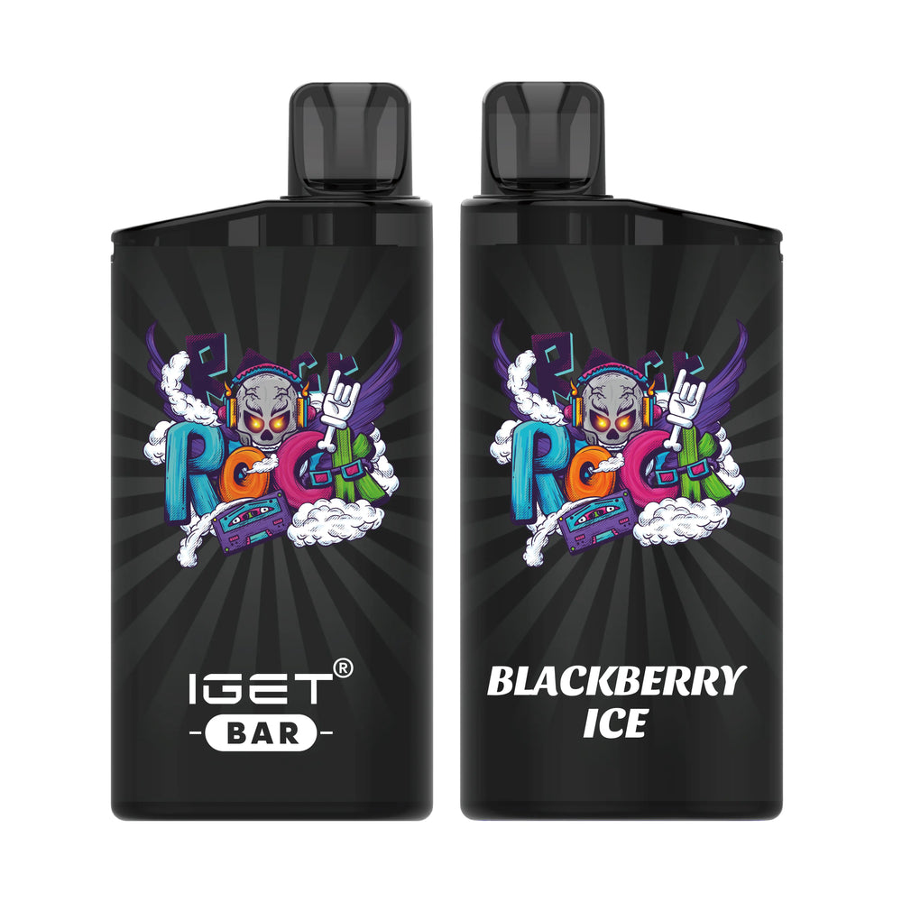 Single shot of IGET BAR disposable vape in Blackberry Ice flavor, Indonesia B2B wholesale ready stock.