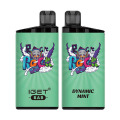 Single shot of IGET BAR disposable vape in Dynamic Mint flavor, Indonesia B2B wholesale ready stock.