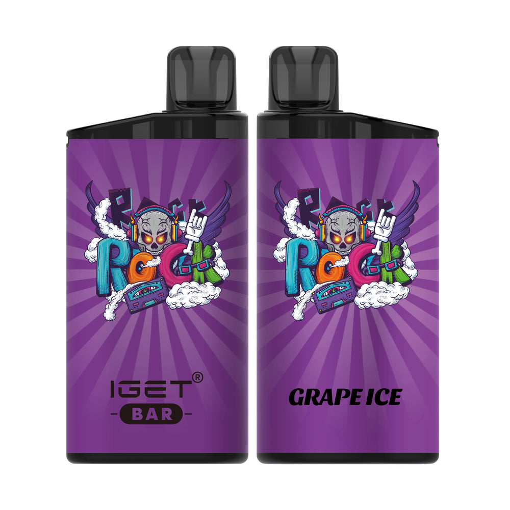 Single shot of IGET BAR disposable vape in Grape Ice flavor, Indonesia B2B wholesale ready stock.