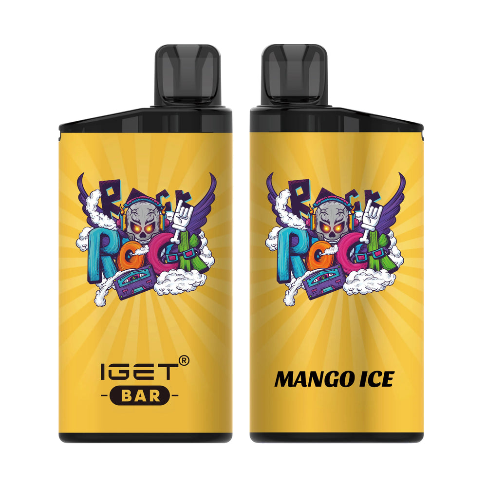 Single shot of IGET BAR disposable vape in Mango Ice flavor, Indonesia B2B wholesale ready stock.