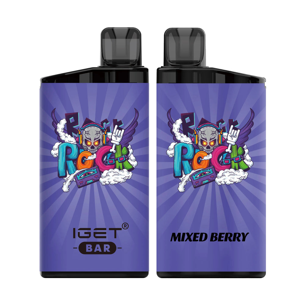 Single shot of IGET BAR disposable vape in Mixed Berry flavor, Indonesia B2B wholesale ready stock.