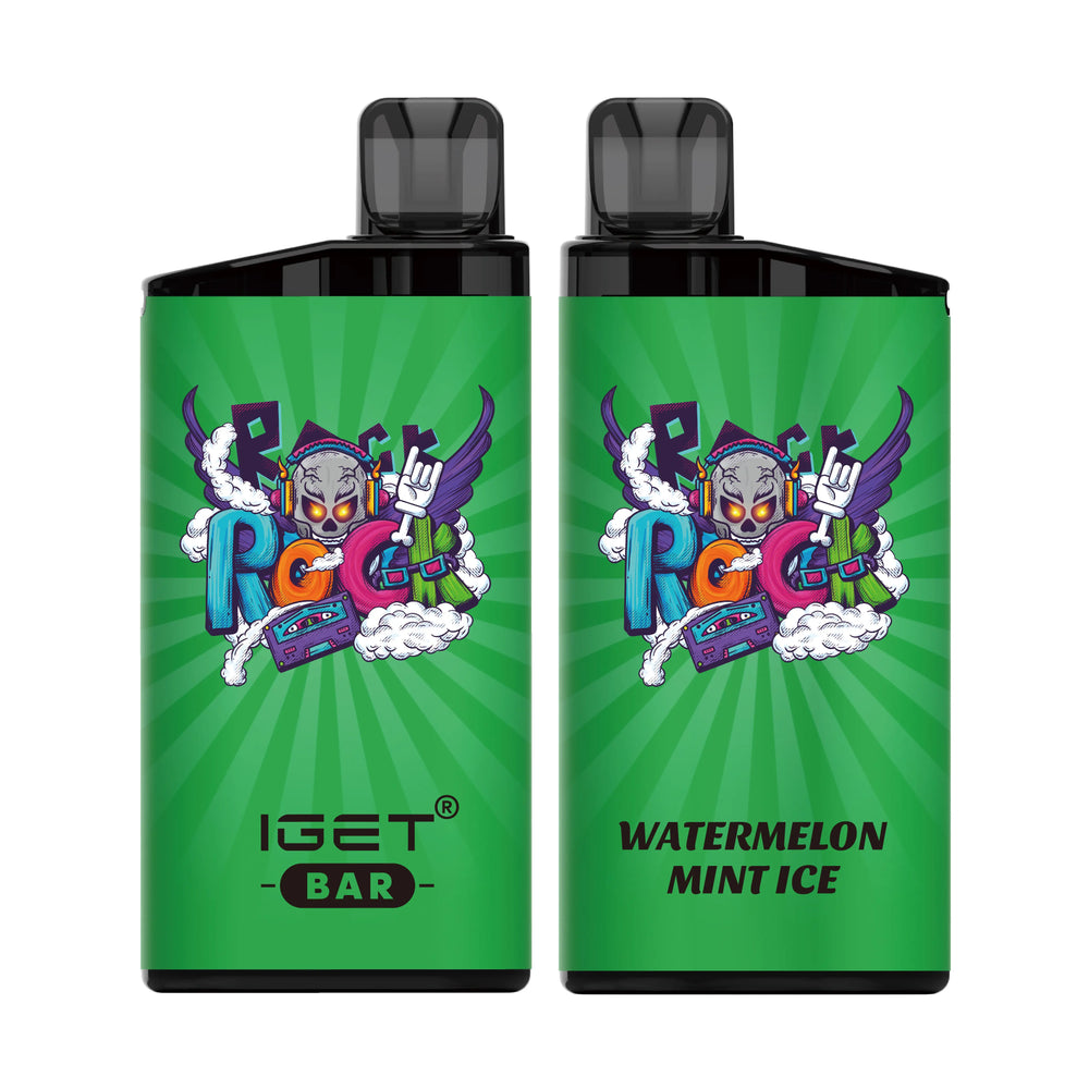 Single shot of IGET BAR disposable vape in Watermelon Mint Ice flavor, Indonesia B2B wholesale ready stock.