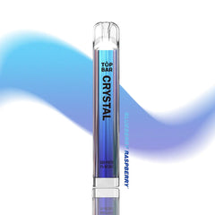 TOPBAR Crystal Bar Blueberry Raspberry – fruity 600 puffs disposable vape with 2% nic salt and mesh coil for smooth vapor.