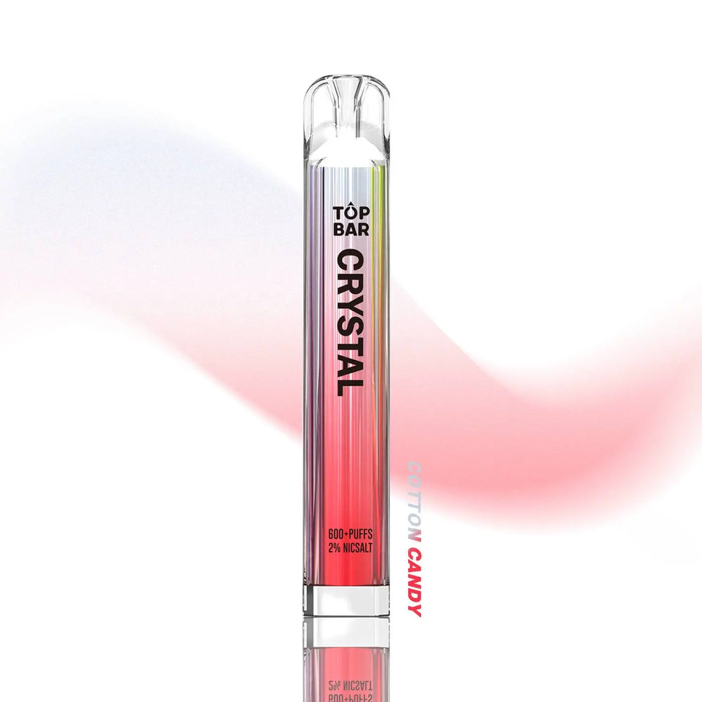 TOPBAR Crystal Bar Cotton Candy – sweet 600 puffs disposable vape with 2% nic salt and crystal gradient design.