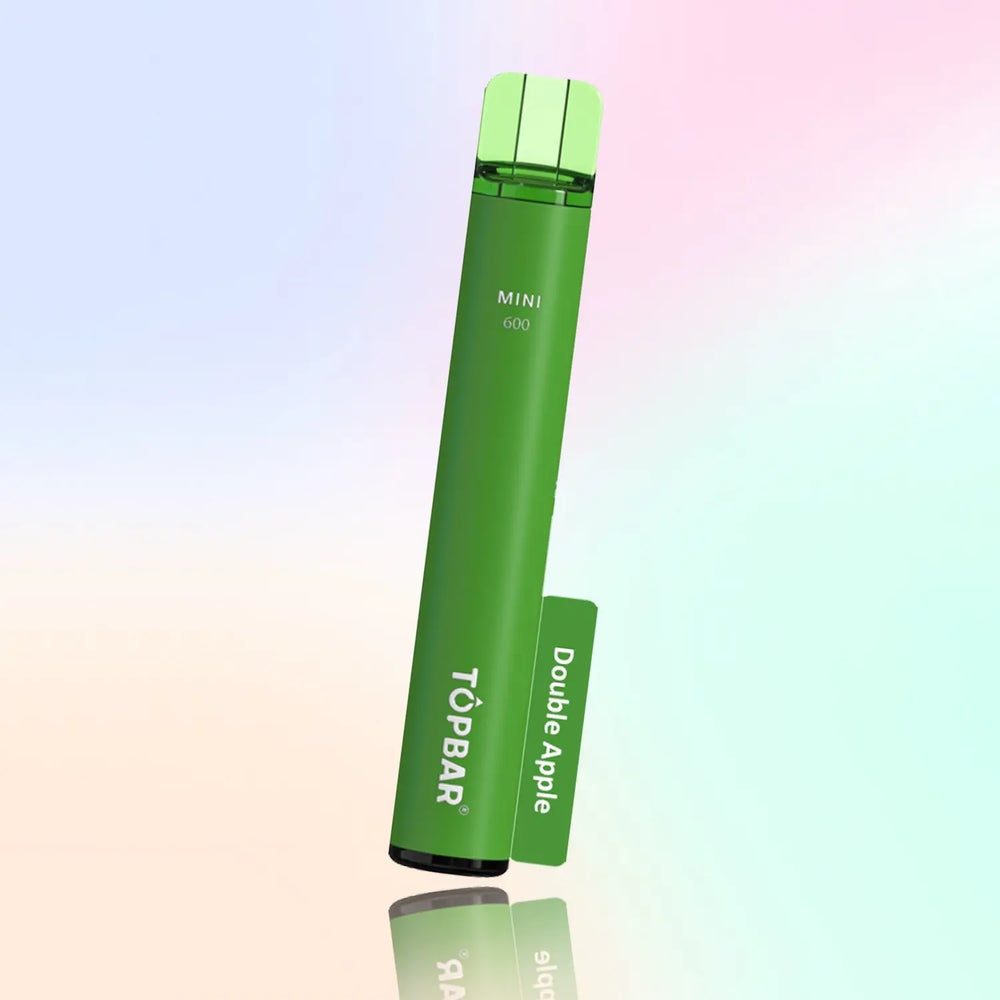 TOPBAR MINI 600 Disposable Vape – Double Apple flavour, bright green color, shisha-style taste.